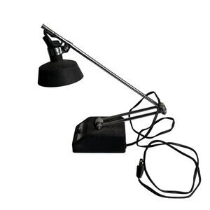 Vtg MOBILITE Transformer Powered Adjustable Black Chrome Desk Lamp Light 70s MCM